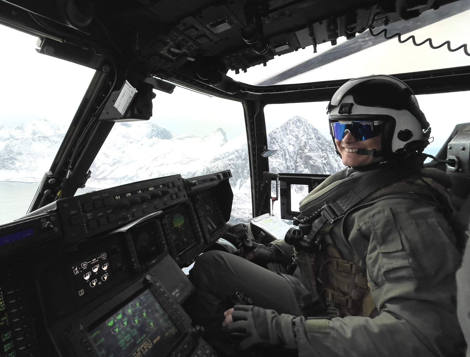 Capt. Eli Smith sees some beautiful sights from the cockpit of the Osprey. He had to train in several small aircraft before tackling the Osprey.